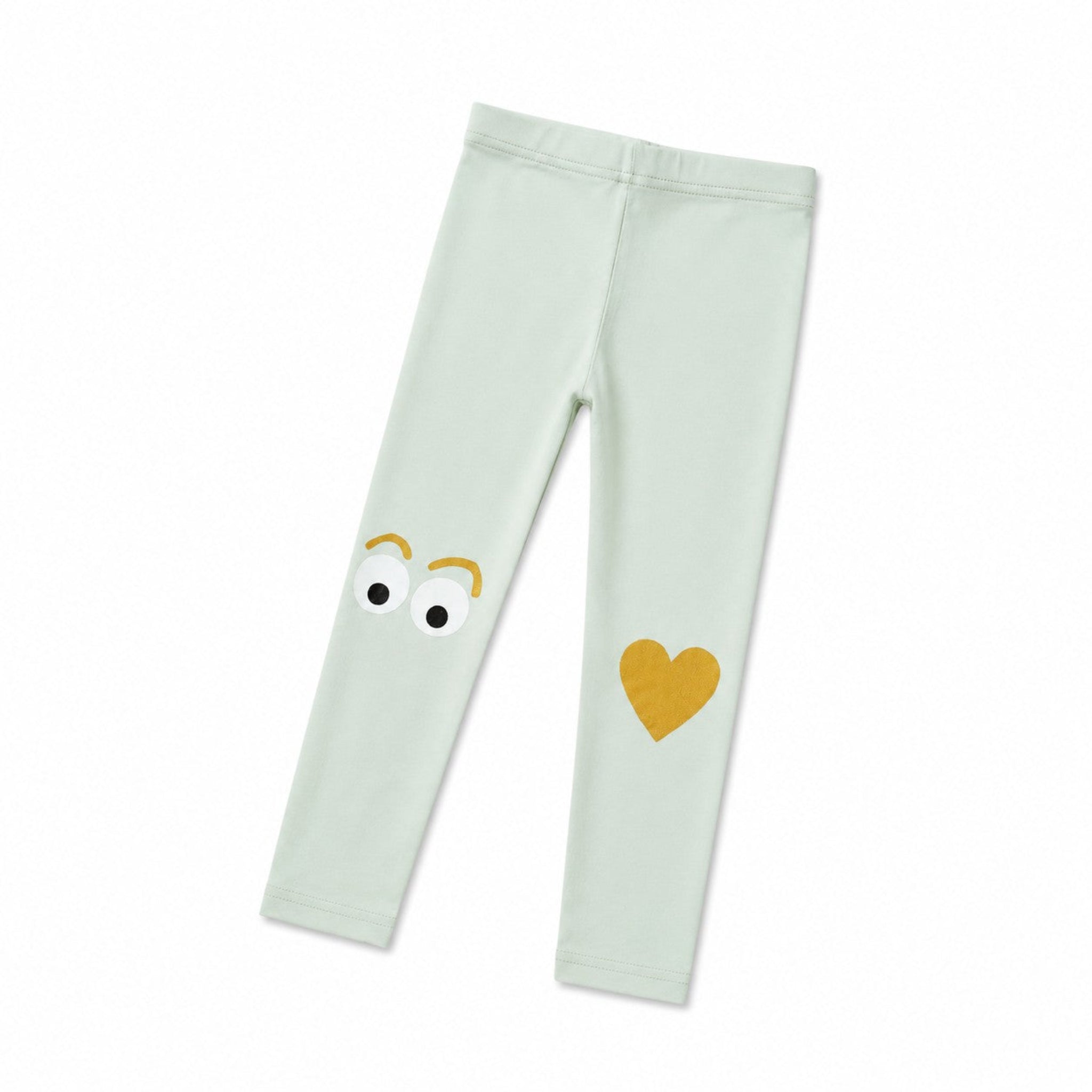 Rolling Eyes with Glitter Heart Tights - Pistacho Green
