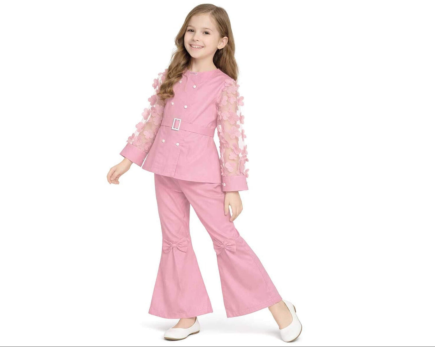 Rose Bloom Girls Party Wear Suit - Rose Pink