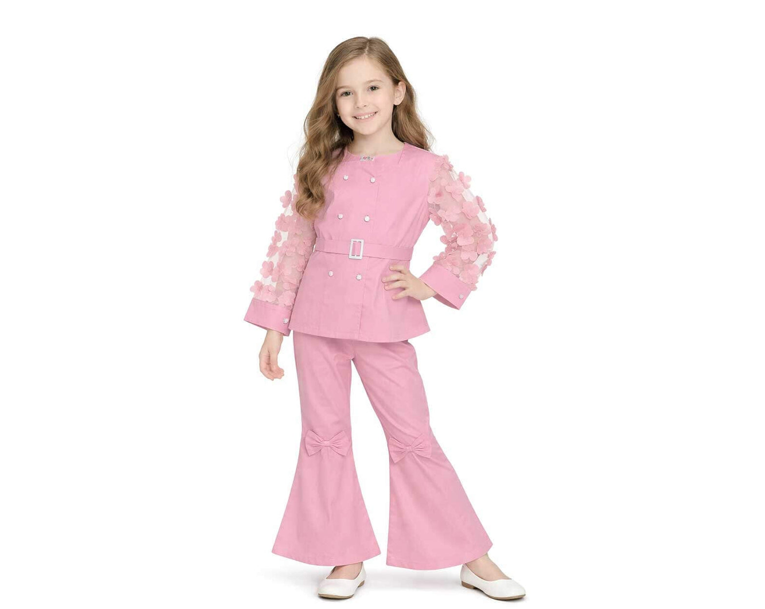 Rose Bloom Girls Party Wear Suit - Rose Pink