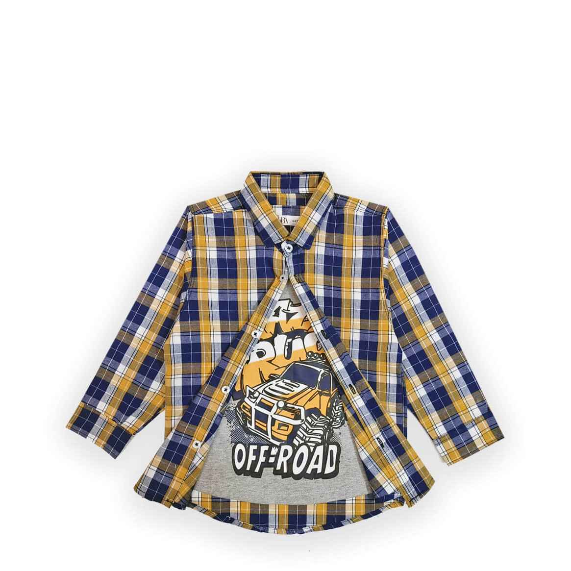 Rough &amp; Tough Plaid Double Shirt - Blue &amp; Mustard