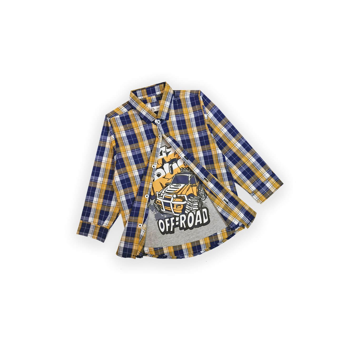 Rough &amp; Tough  Plaid Double Shirt - Blue &amp; Mustard