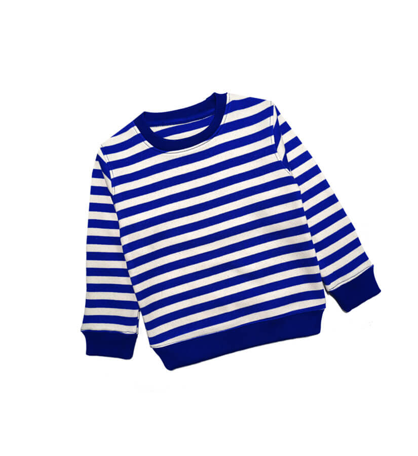 Royal Blue Stripe Fleece -Sweatshirt