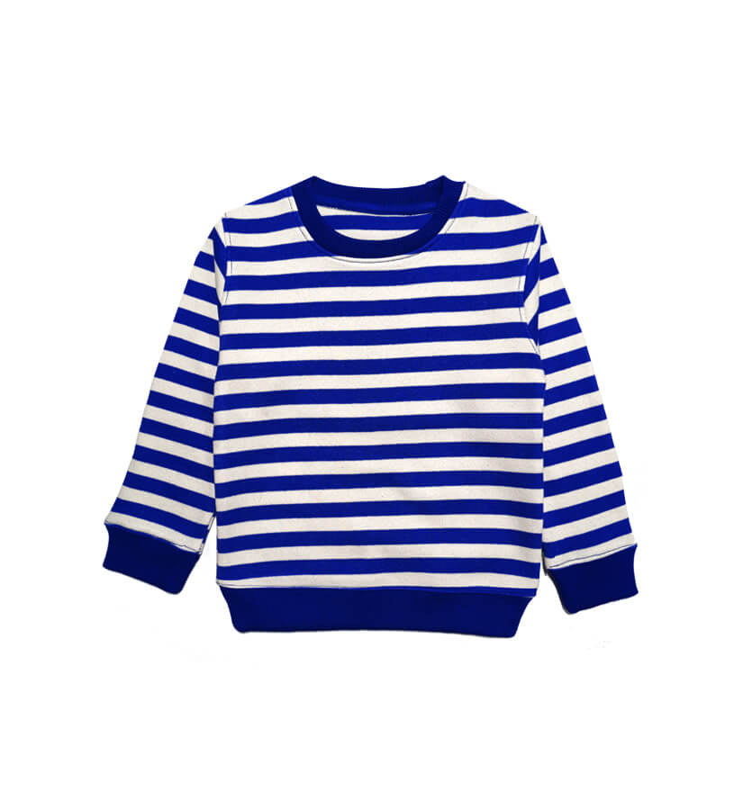 Royal Blue Stripe Fleece -Sweatshirt