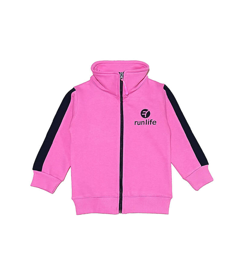 Run Life Mock Neck Zipper Fleece Upper -Pink