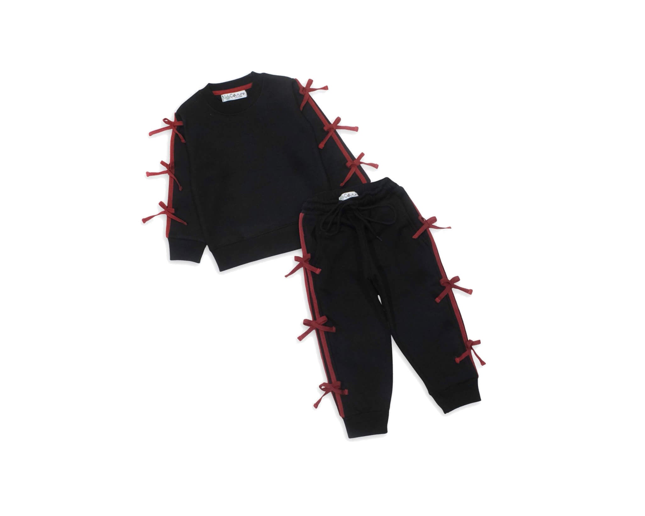 Rust Bow stylish Fleece Tracksuit - Black