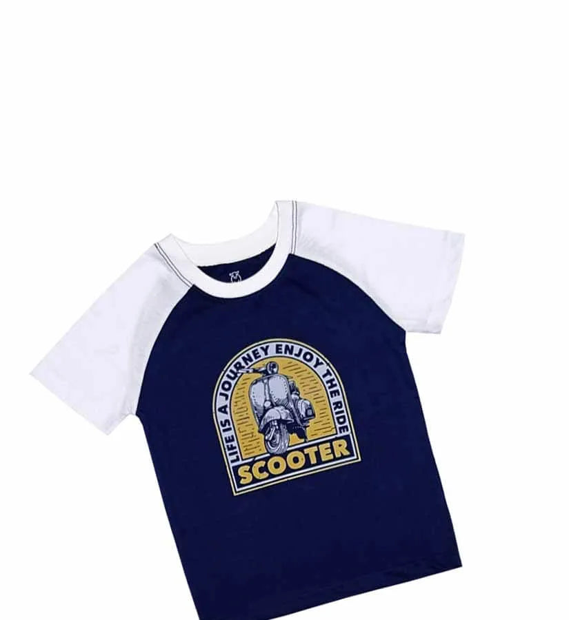 Scooter Ride Tee Shirt - Navy Blue