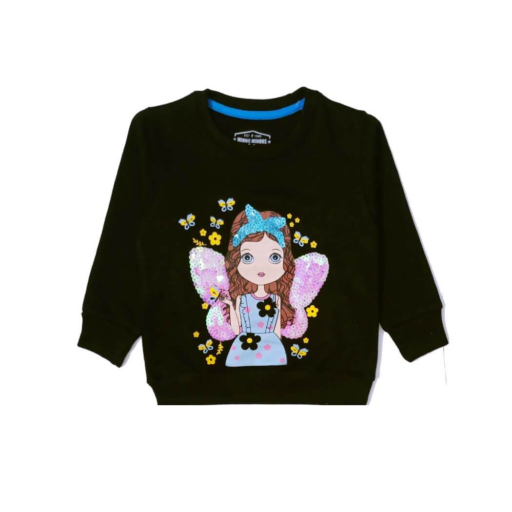 Sequence Doll &amp; Butterflies sweatshirt - Black