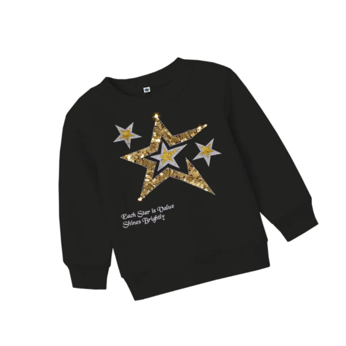 Shine Stars Sequin Fleece Sweatshirt - Black.