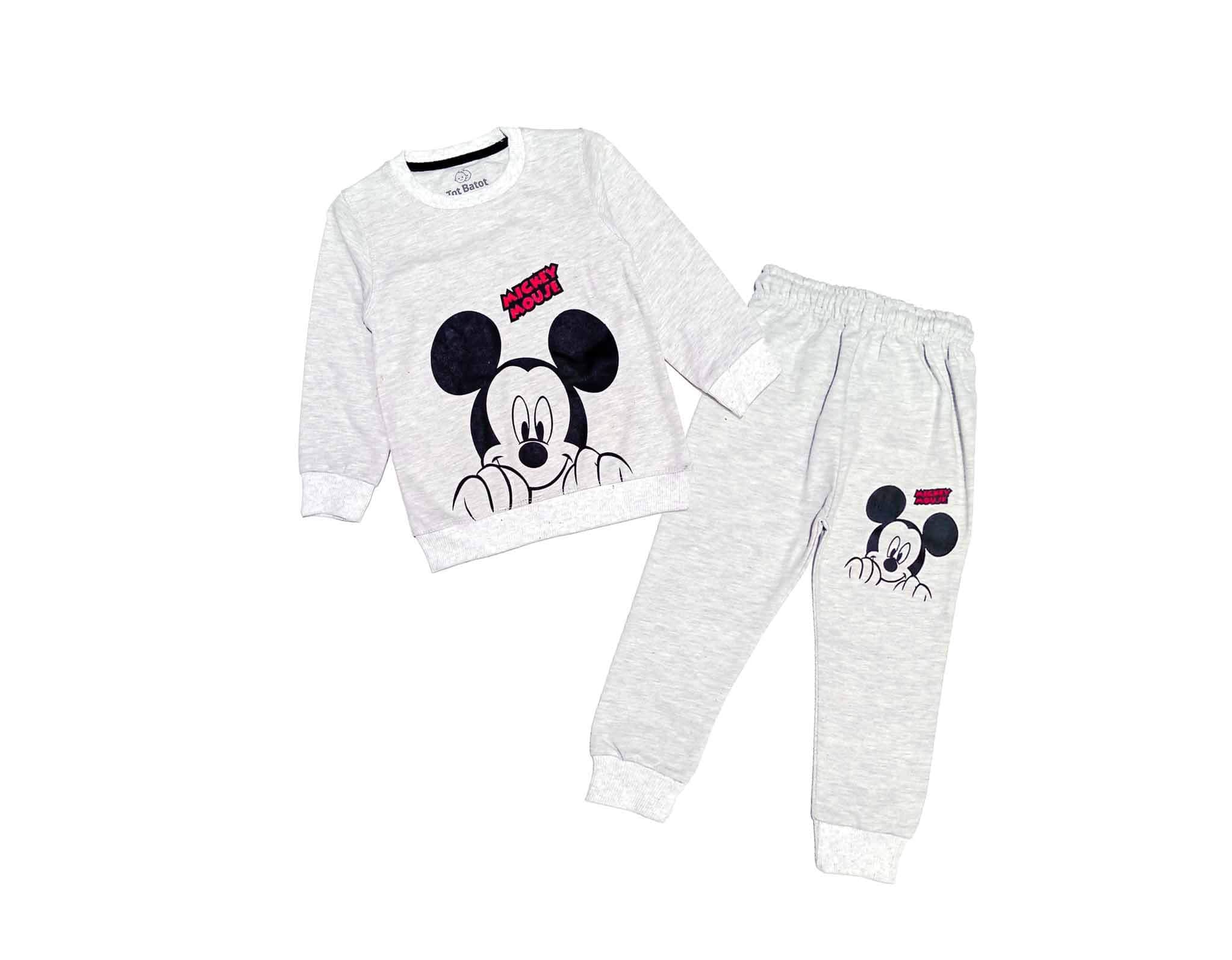 Shy Mickey Mouse Fleece Tracksuit - Light Gray