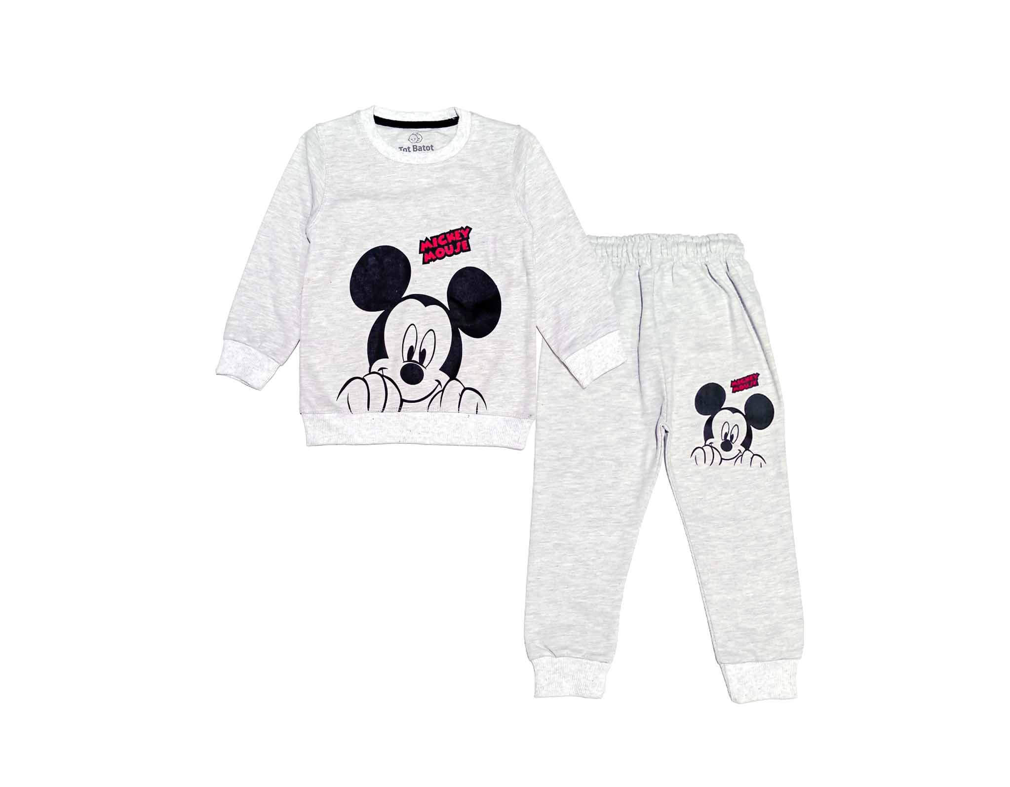 Shy Mickey Mouse Fleece Tracksuit - Light Gray