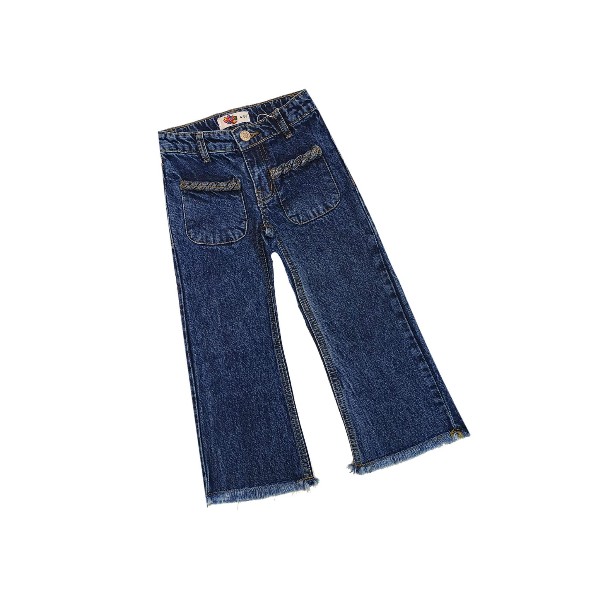 Signature Stitch Pockets Style Denim Pant - Navy Blue
