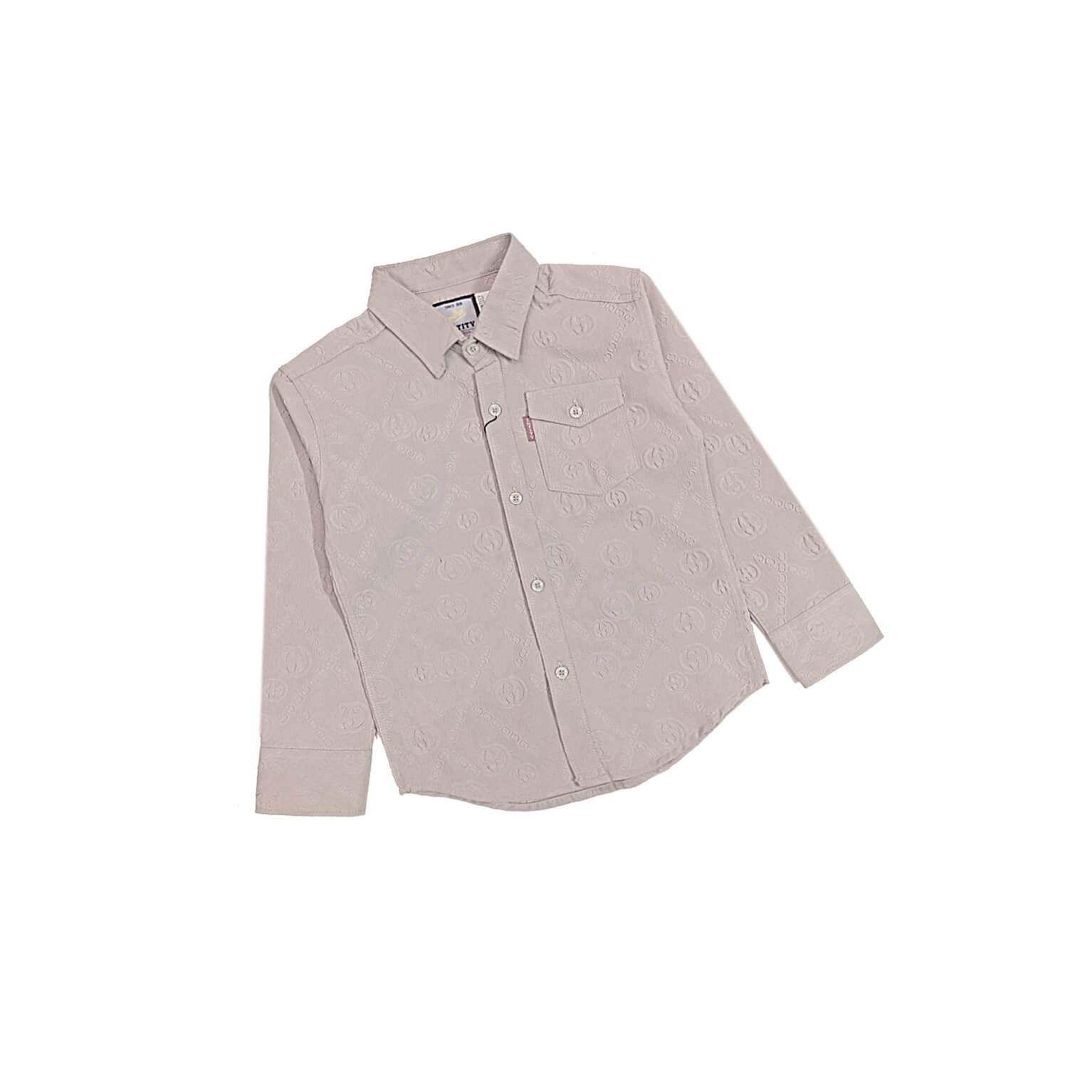 Signature Emboss Casual Shirt-Beige-1