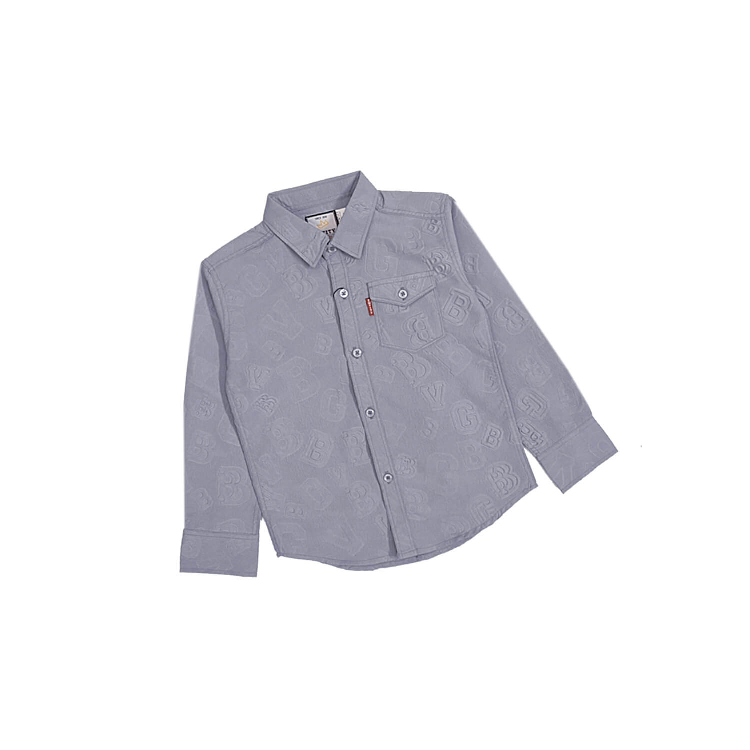 Signature Emboss Casual Shirt-Light Grey-1