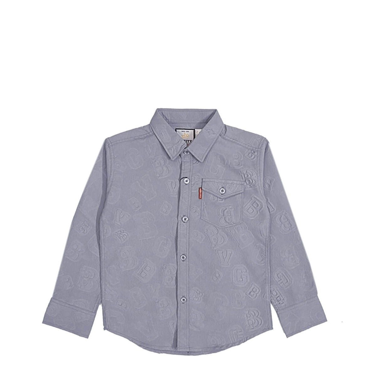 Signature Emboss Casual Shirt-Light Grey