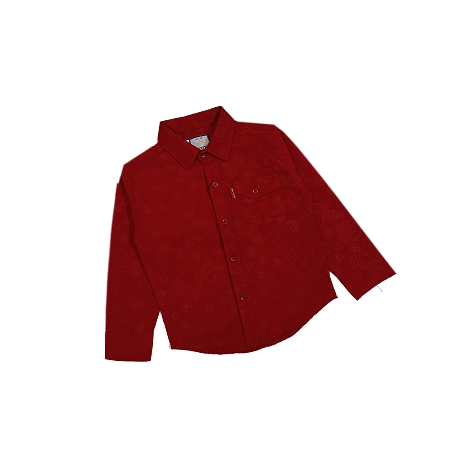 Signature Emboss Casual Shirt-Maroon-1