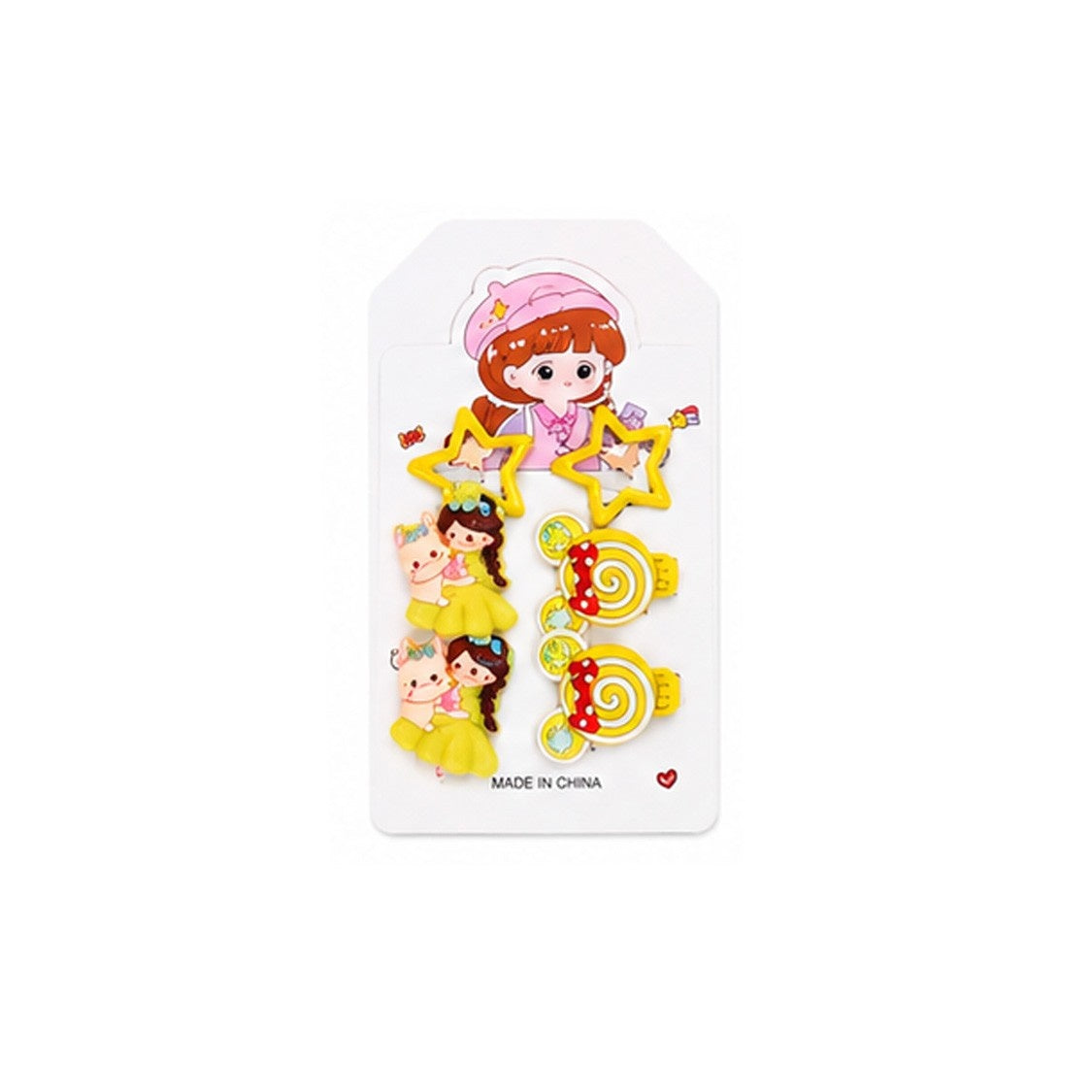 Silicon Doll & Candy Hairs Pins - Yellow