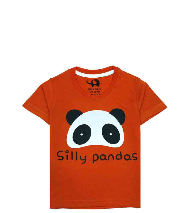 Silly Panda Tee Shirt - Orange