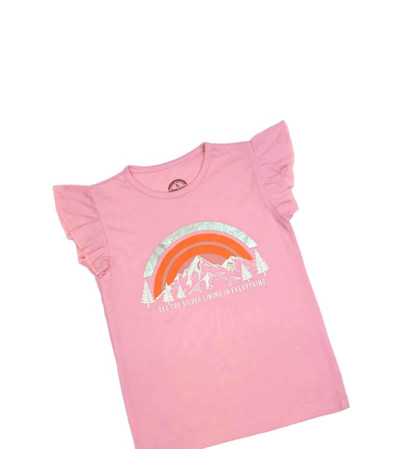 Silver Rainbow Girls Top - Baby Pink