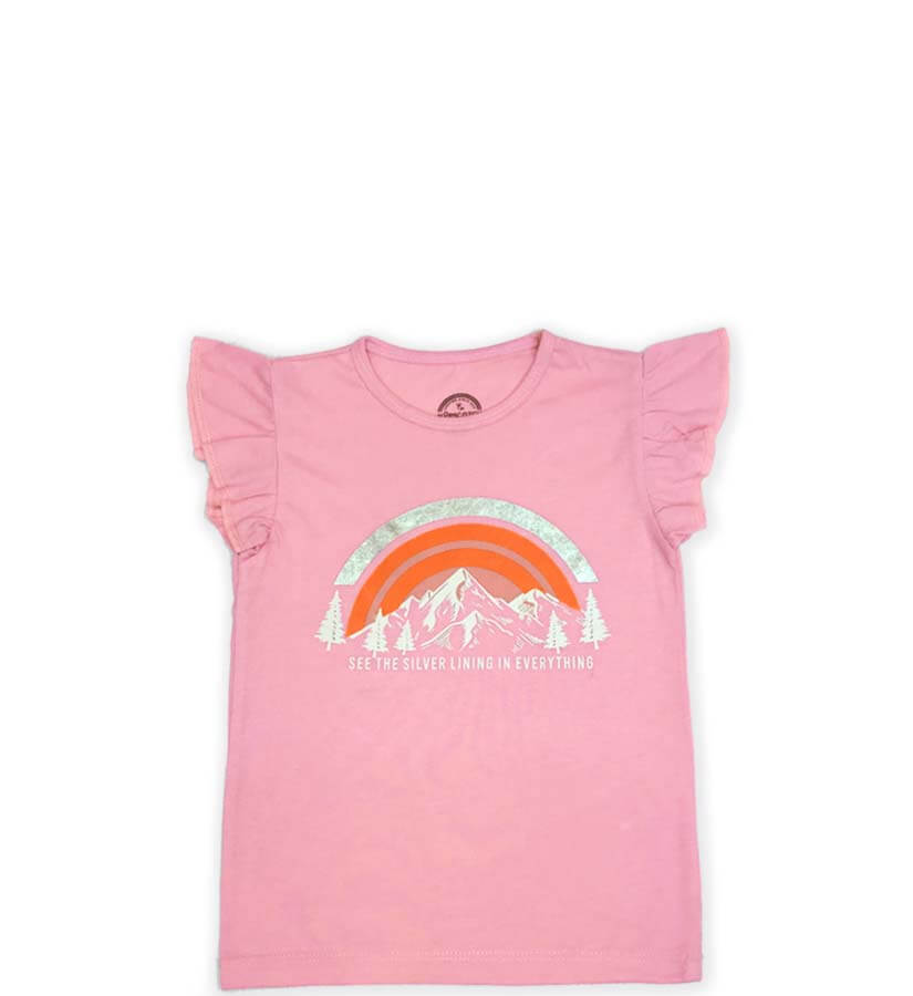 Silver Rainbow Girls Top - Baby Pink
