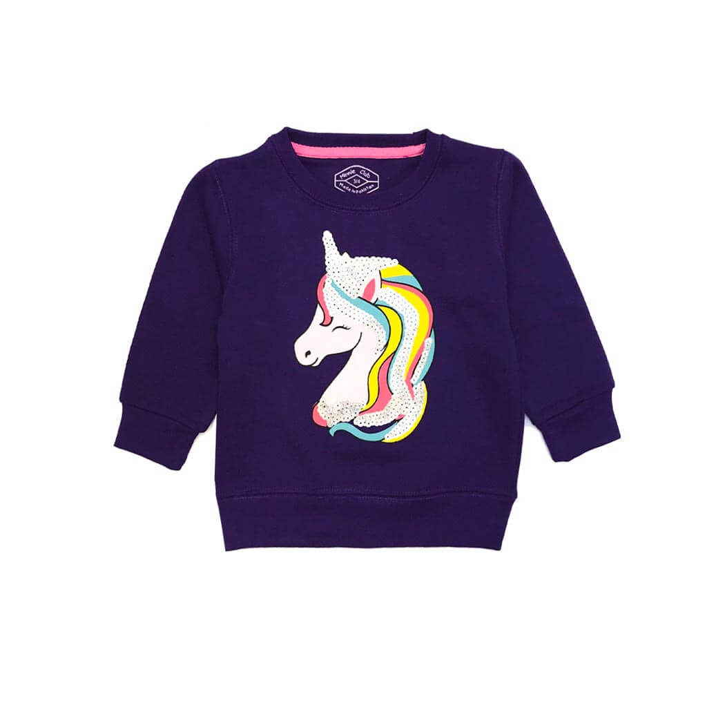 Silver Sequence Pretty Unicorn Sweatshirt - Purple