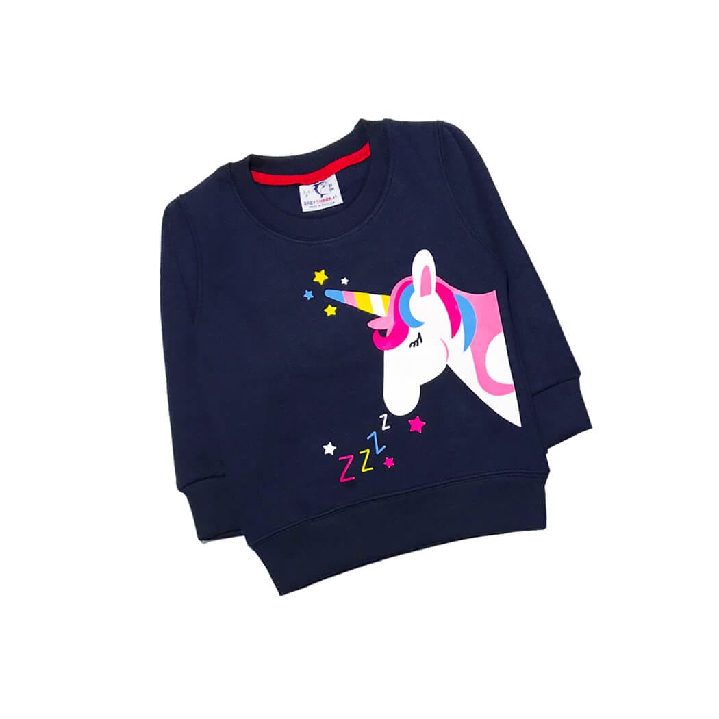 Singing Unicorn Fleece Sweatshirt - Navy Blue