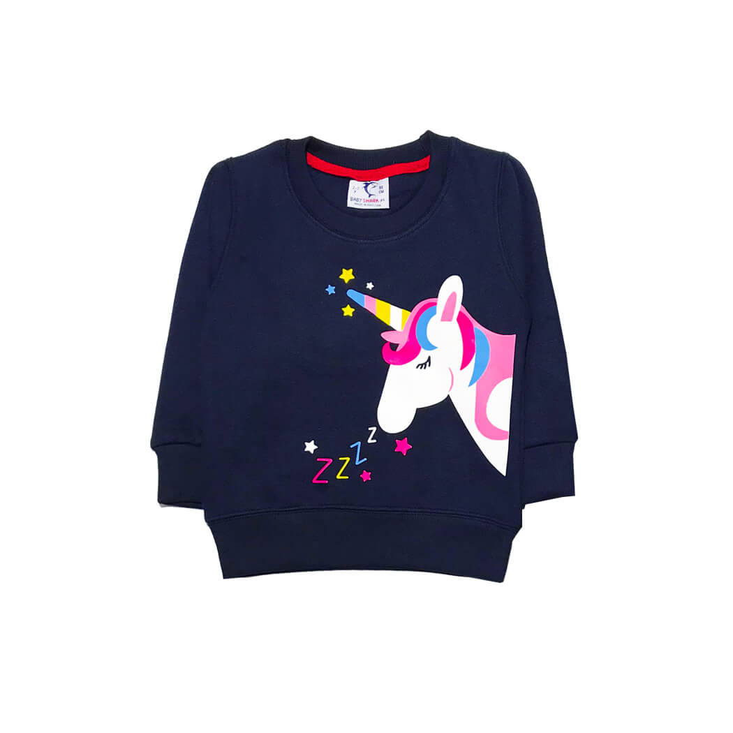 Singing Unicorn Fleece Sweatshirt - Navy Blue