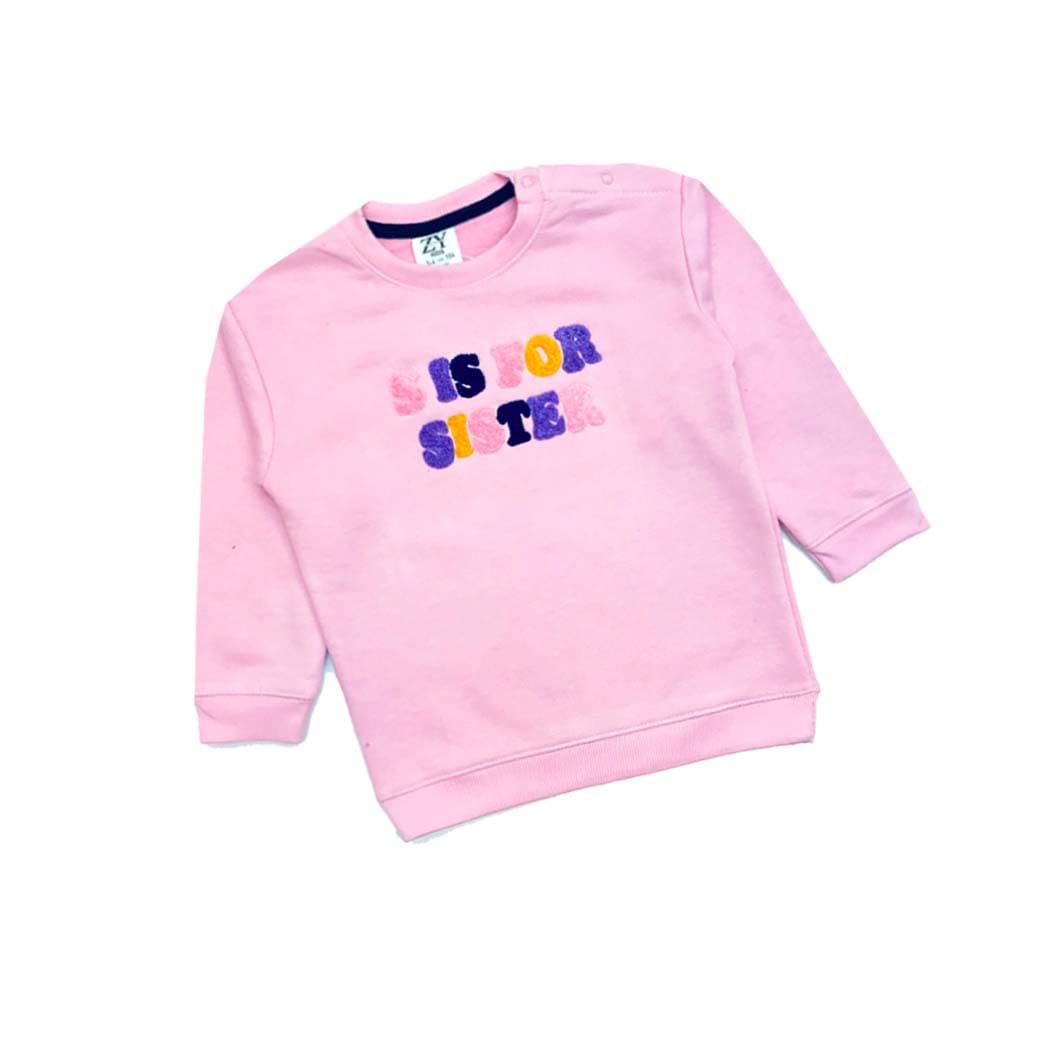 Sis For Sister Light Fleece Sweatshirt - Baby Pink