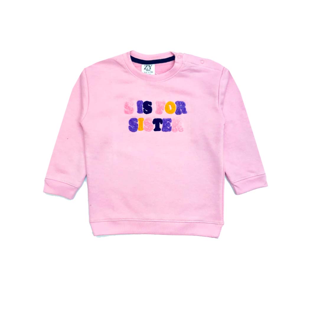 Sis For Sister Light Fleece Sweatshirt - Baby Pink
