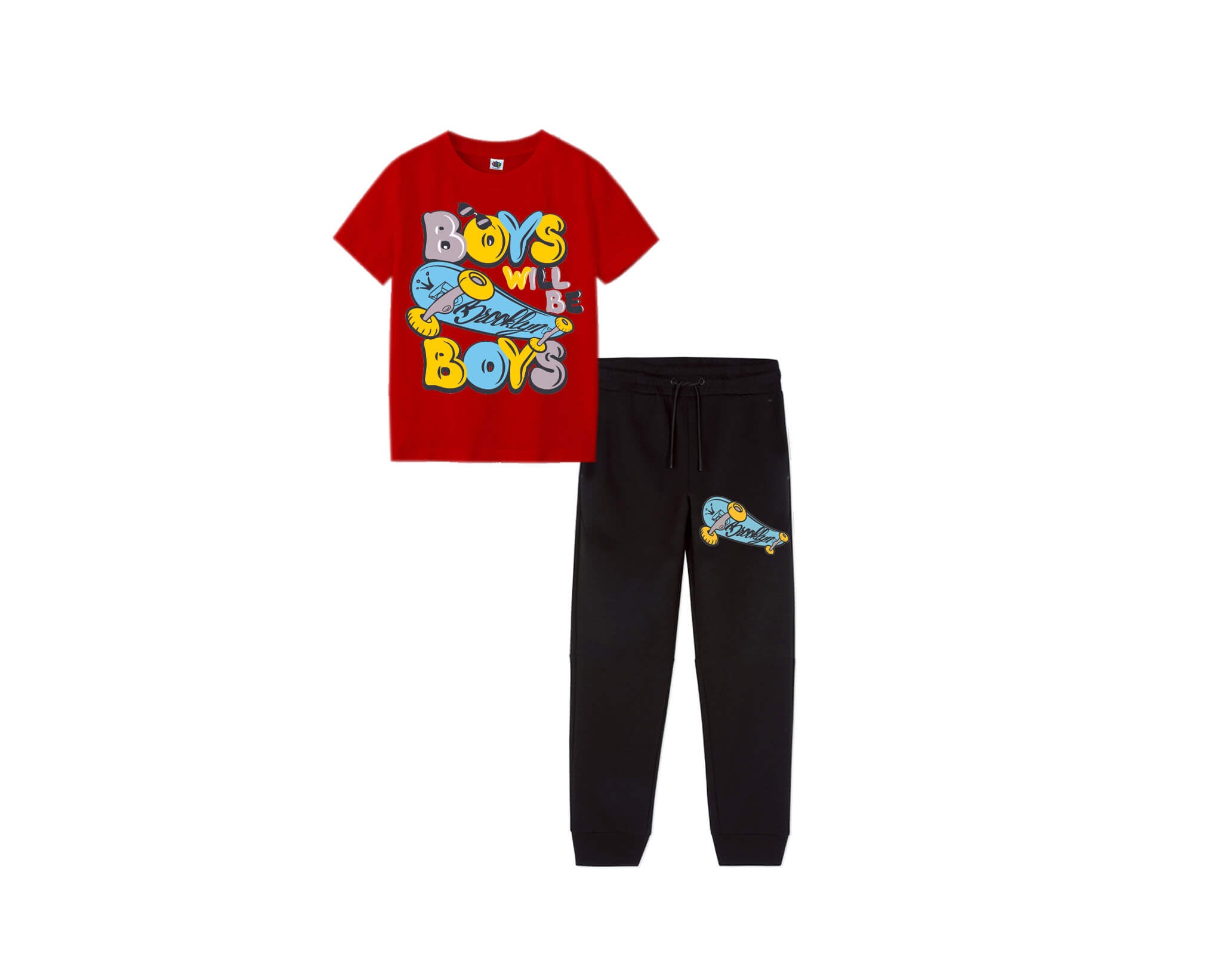 Skater Cool Boys Tee &amp; Trouser Red &amp; Black