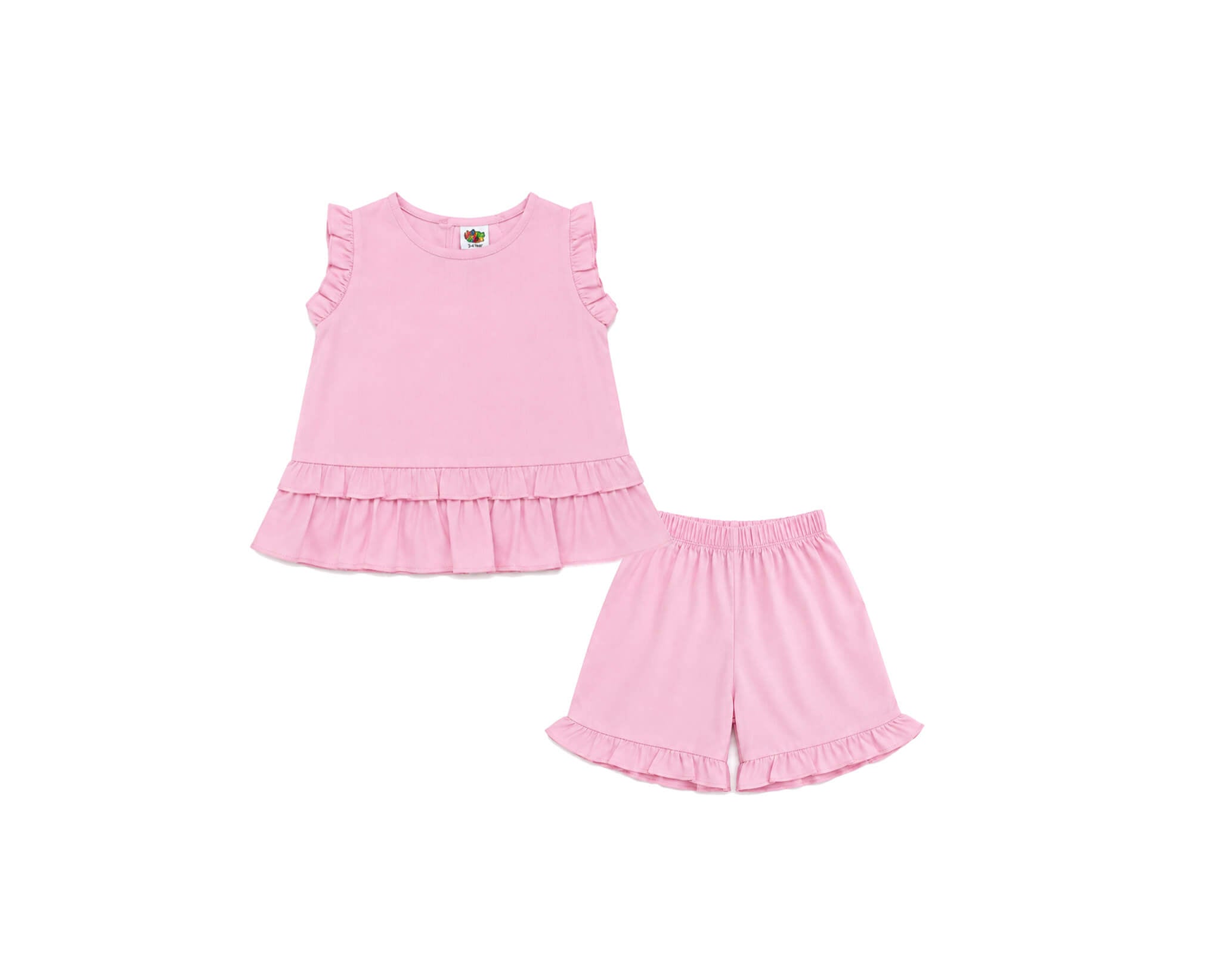 SleeveLessStylishFrillFrockWithShort-Pink