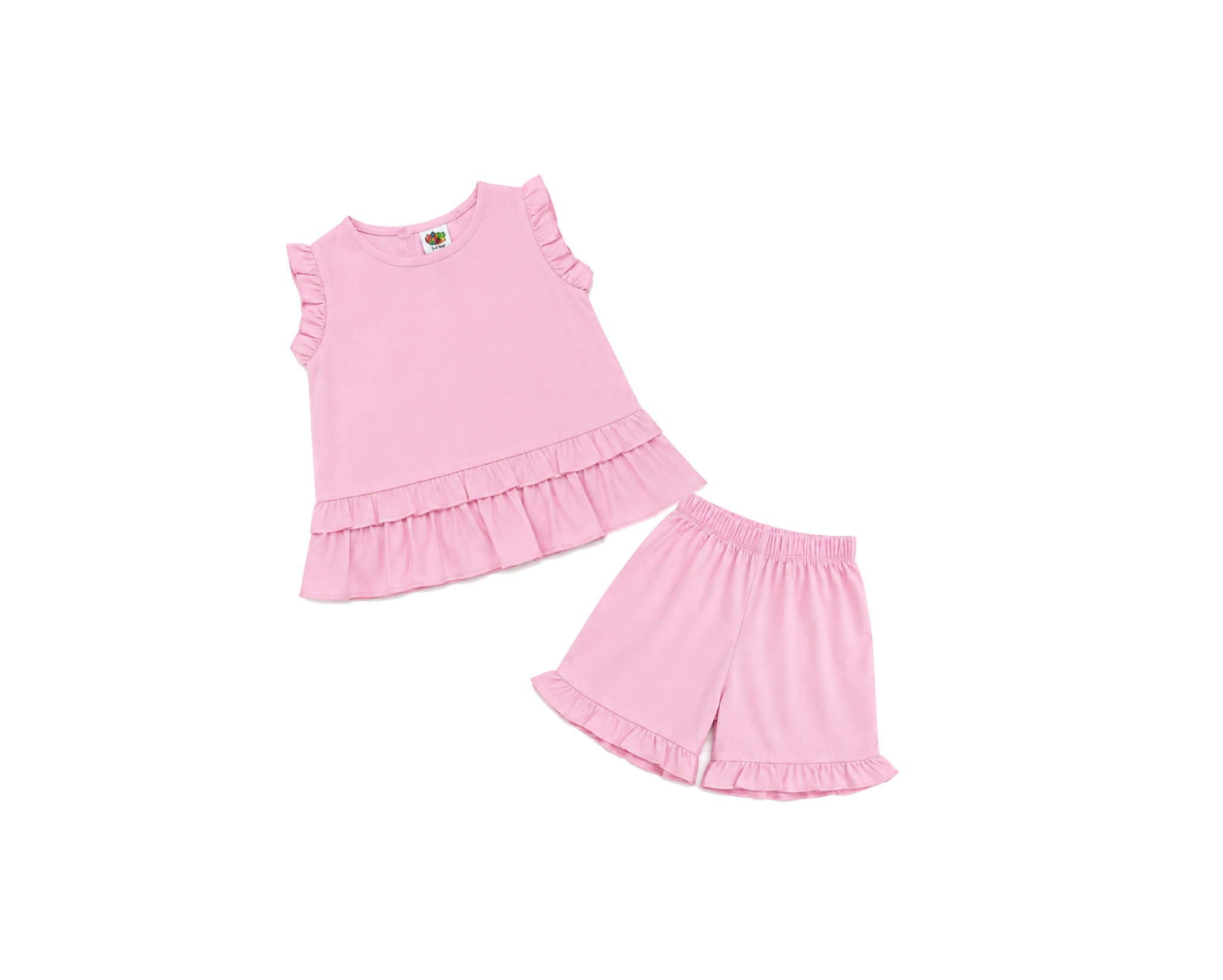 SleeveLessStylishFrillFrockWithShort-Pink_1