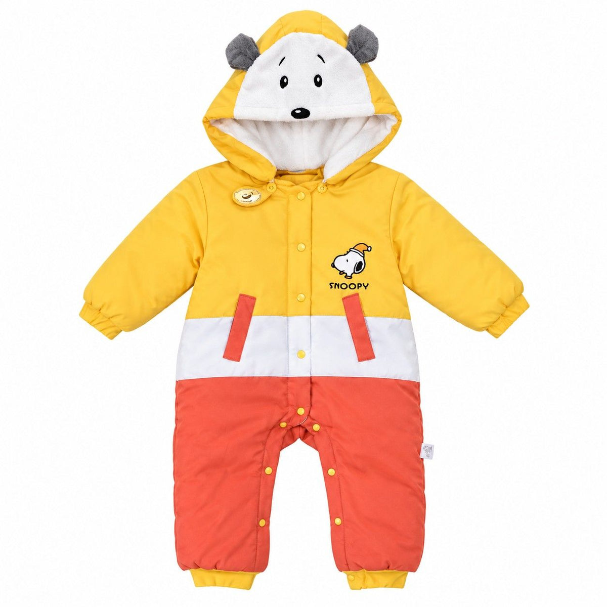 Snoopy Hug Baby Romper-Yellow-Red & White