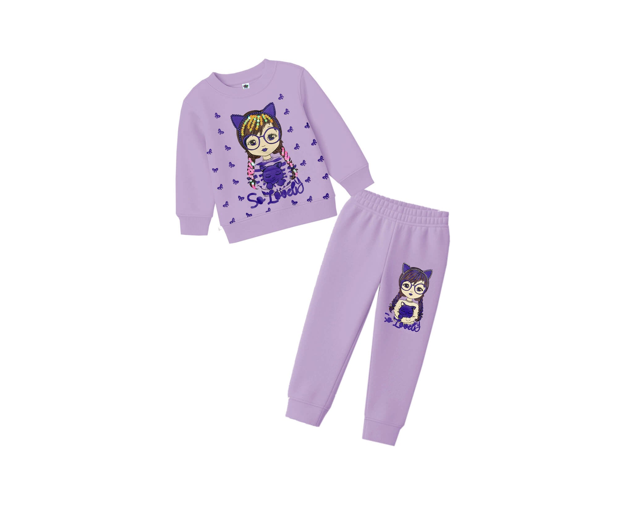 So Loved Sequins Fleece Tracksuit -Soft Purple