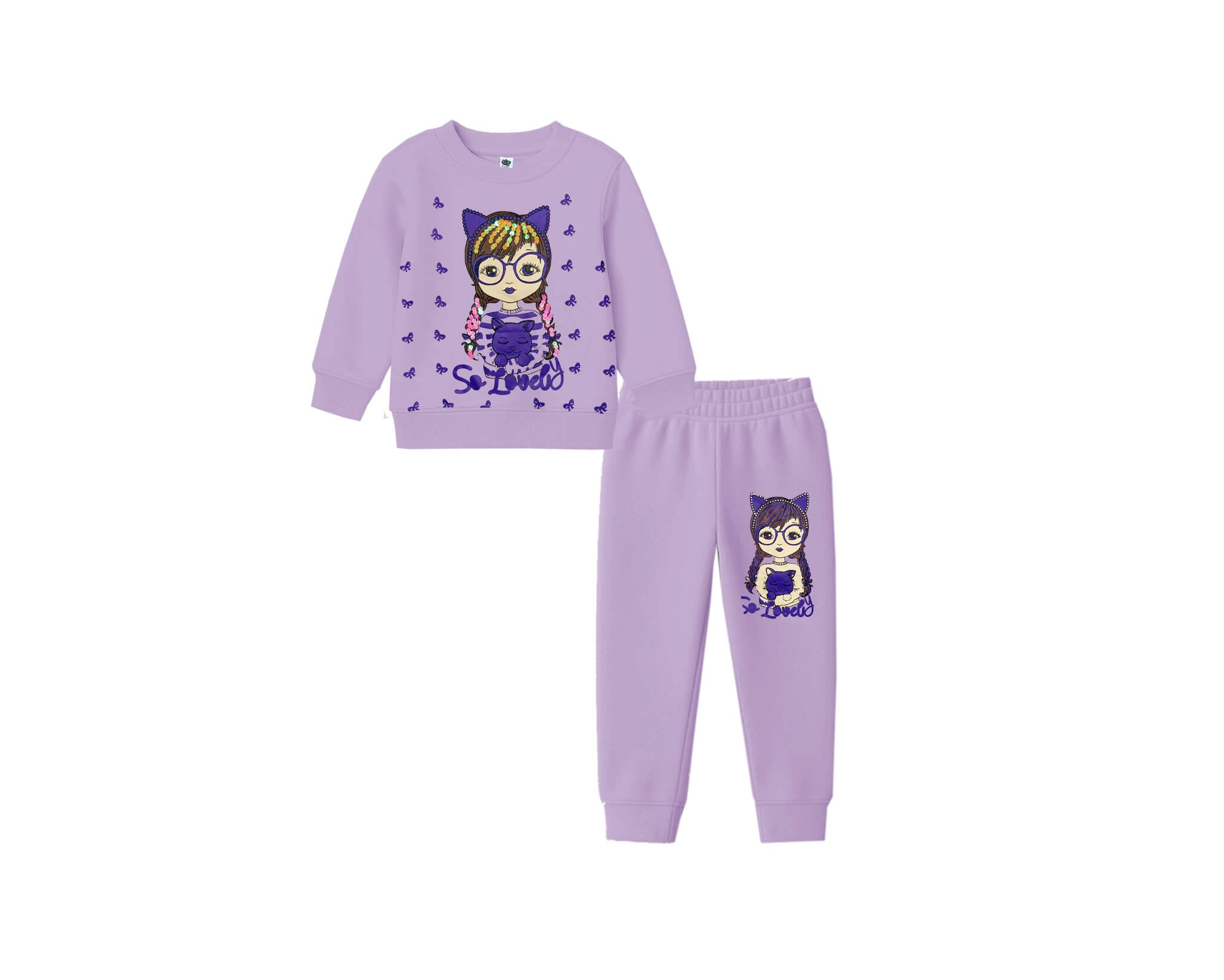 So Loved Sequins Fleece Tracksuit -Soft Purple