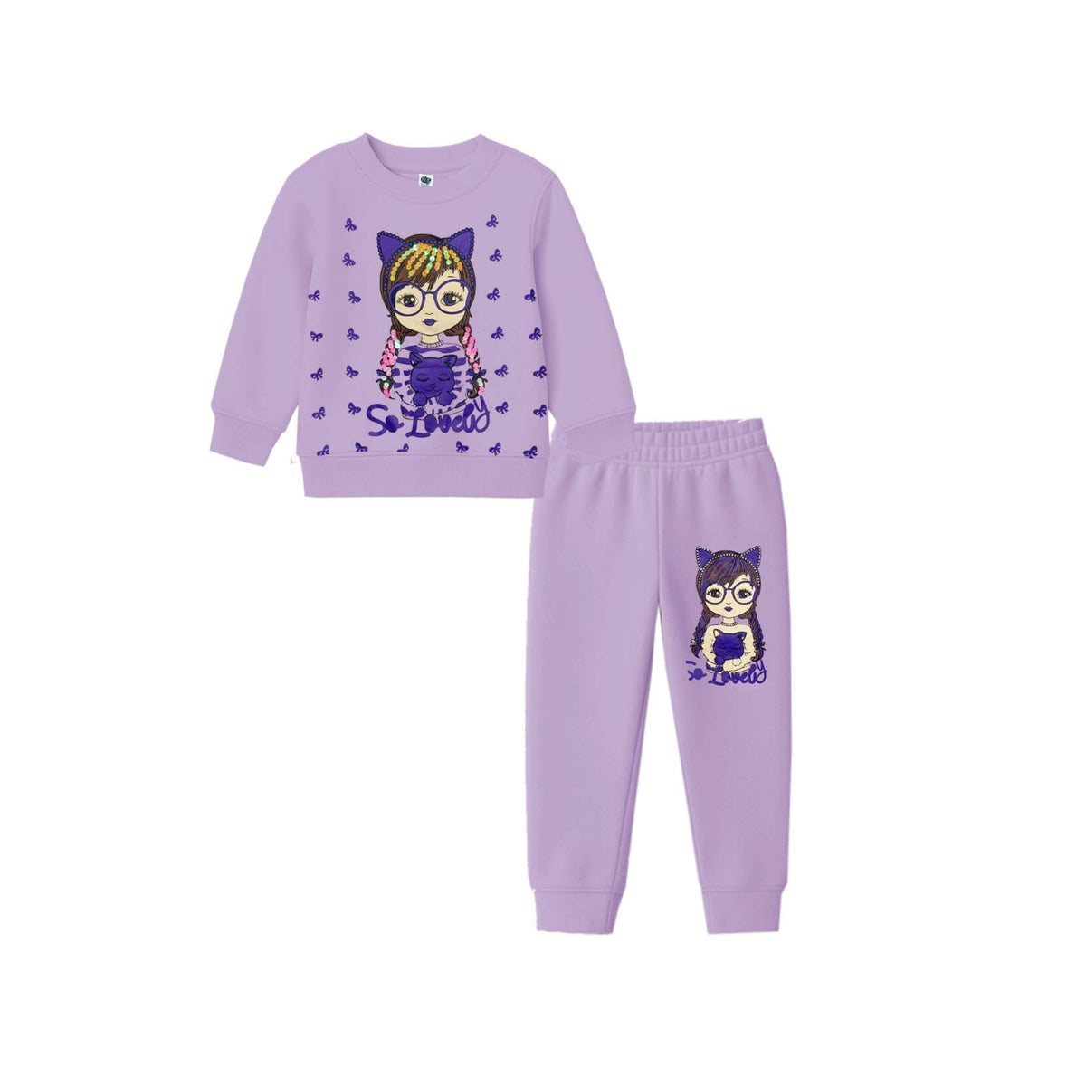 So Loved Sequins Fleece Tracksuit -Soft Purple