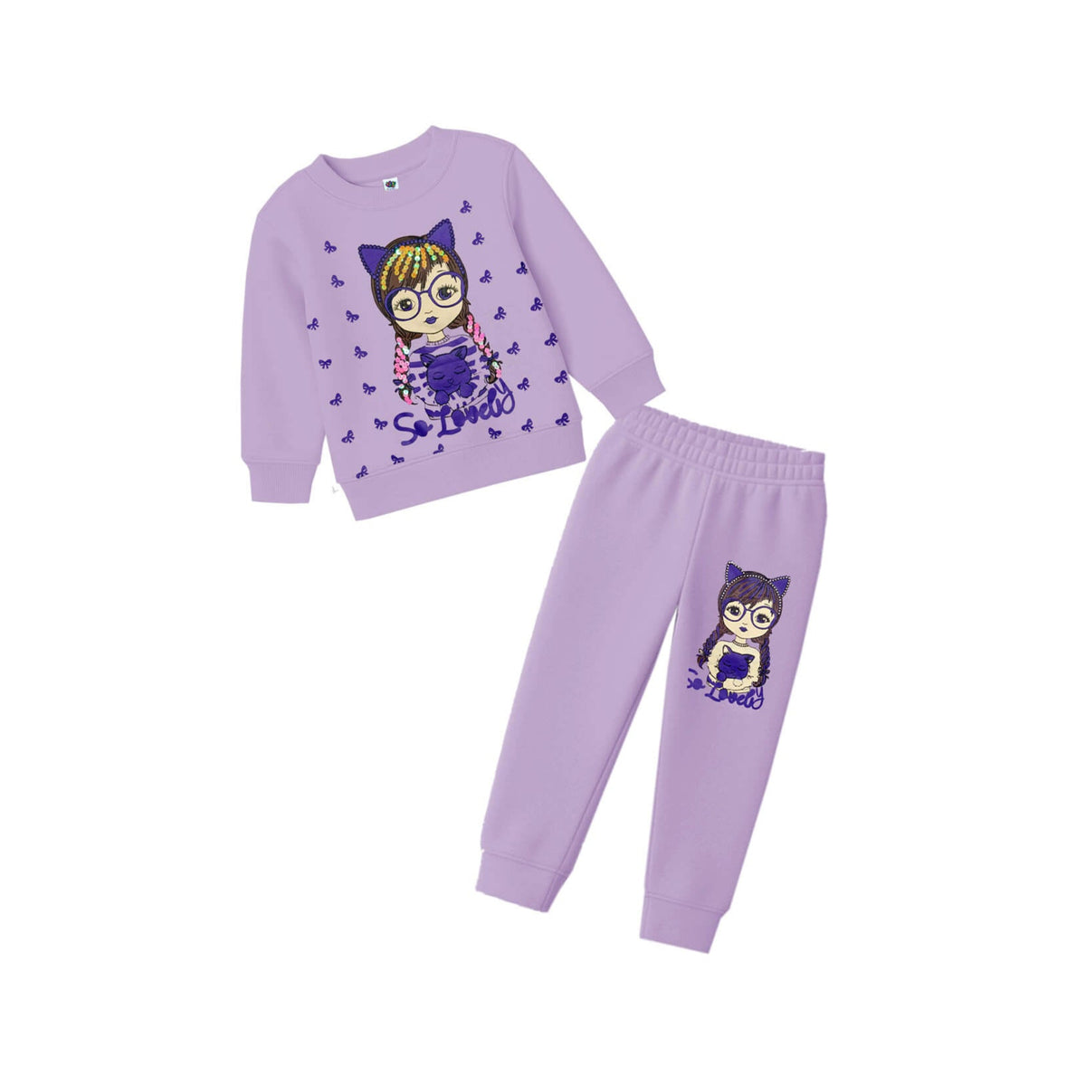 So Loved Sequins Fleece Tracksuit -Soft Purple
