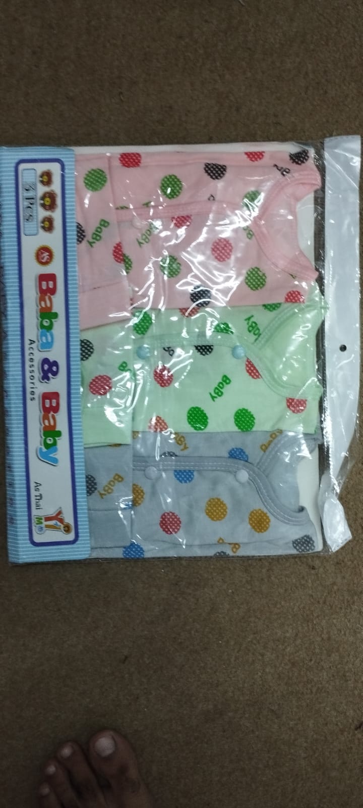 Soft Cotton Polka Dot Baby New Born Romper 3PC Suit - Multi Color
