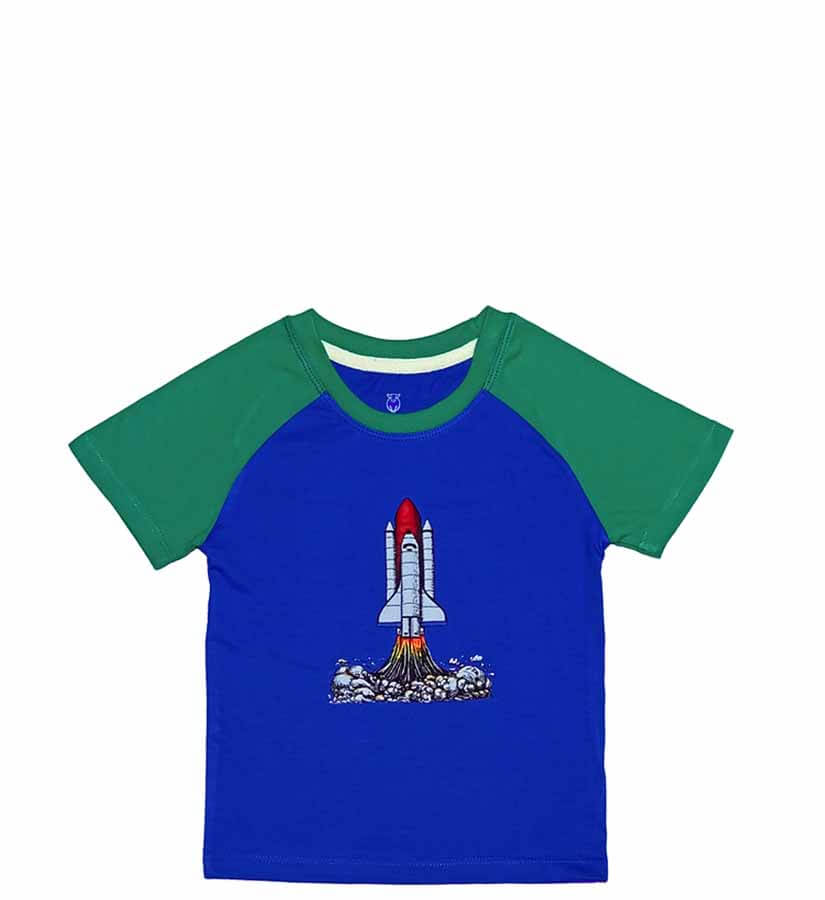 Space Shuttle Print Tee Shirt - Royal blue