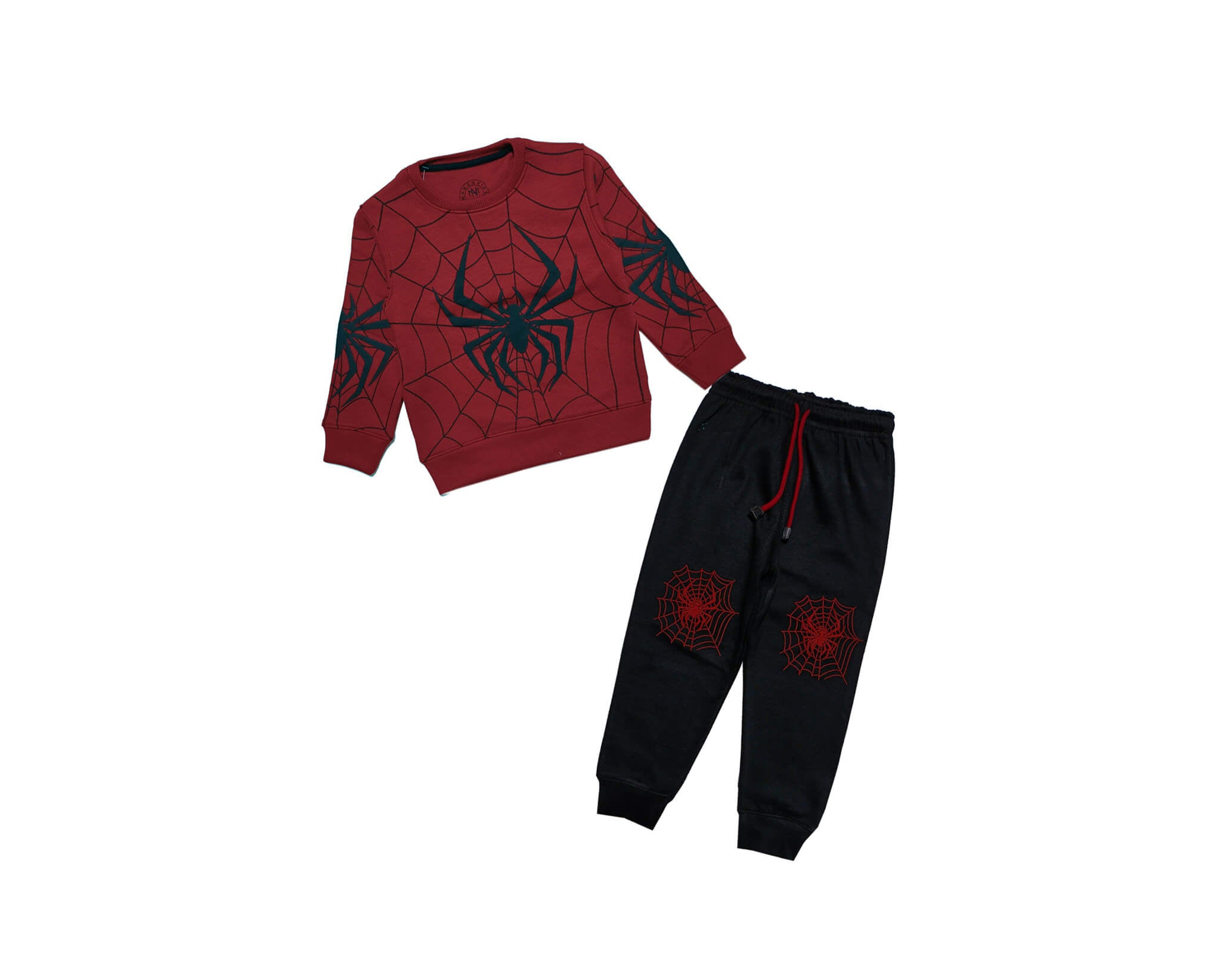 Spider House Fleece Tracksuit -Maroon &amp; Black
