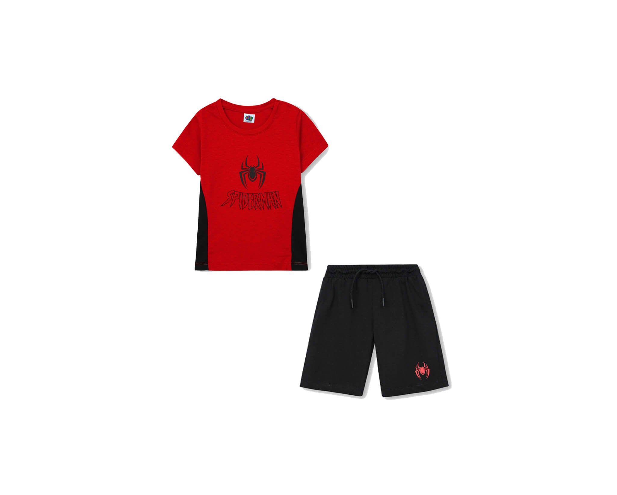 SpidermanWithSpiderBlackPenalTee_Short-Red_Black
