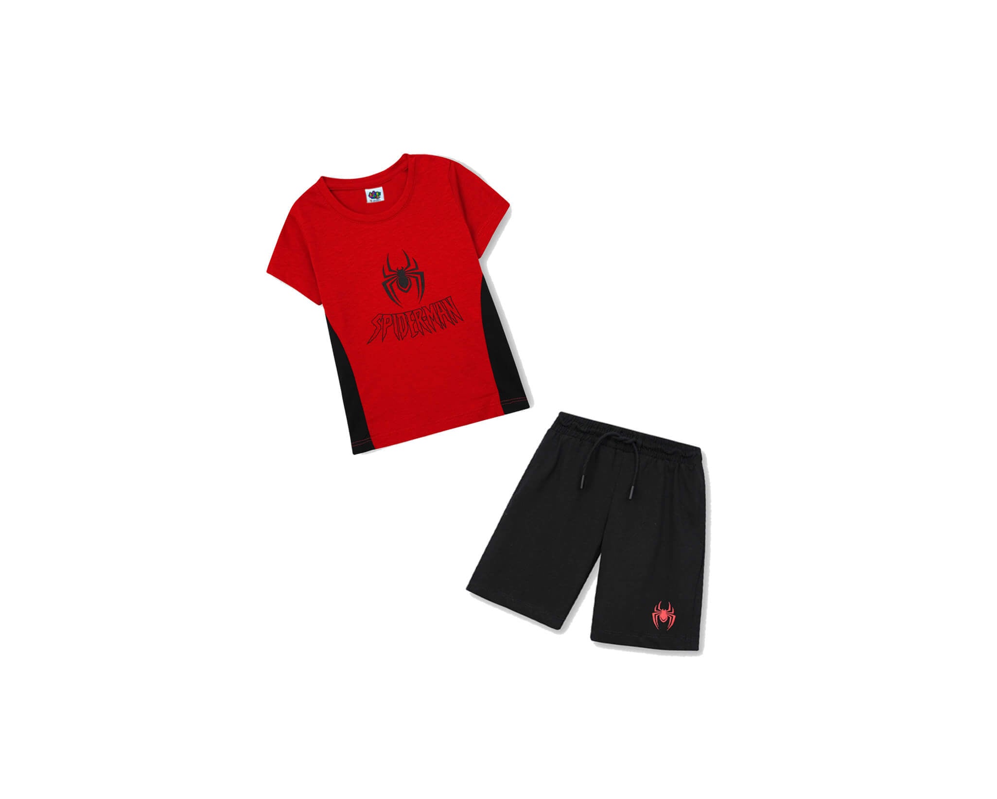 SpidermanWithSpiderBlackPenalTee_Short-Red_Black_1