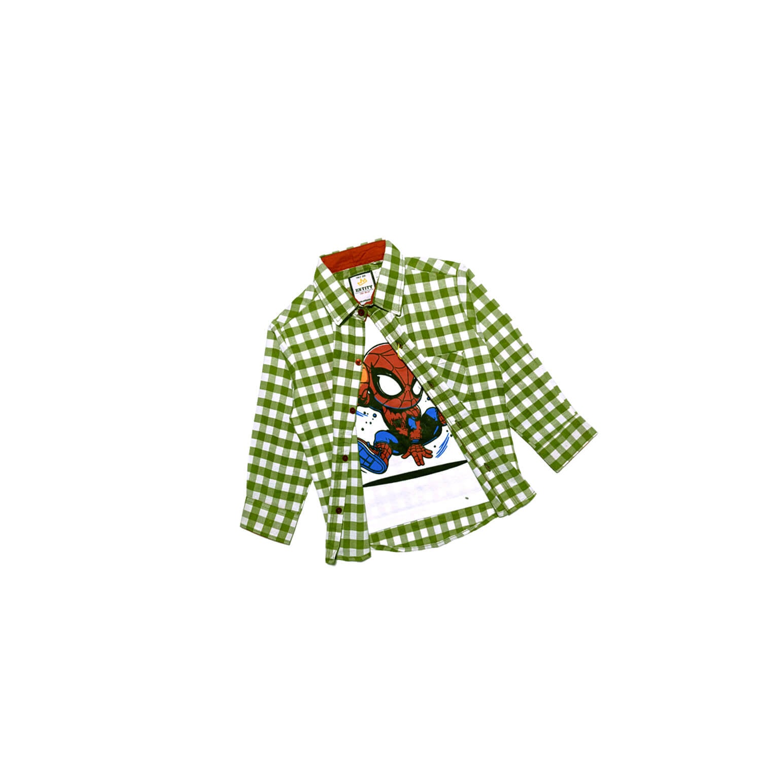 Spidy Green Check Twofer Casual Shirt White Green-jpg.1