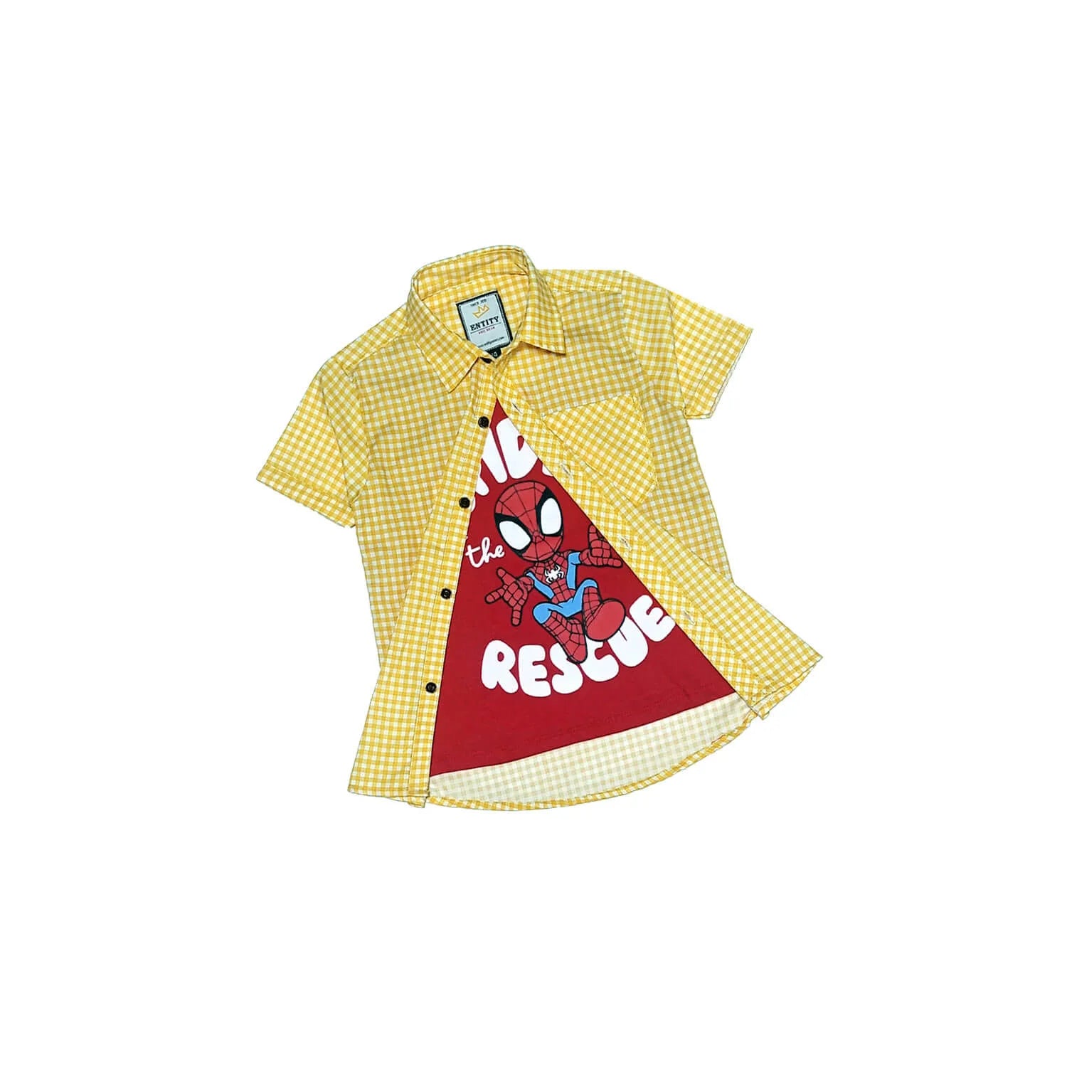 Spidy Rescue Twofer Cotton Cheked Casual Shirt-Red Yellow-1