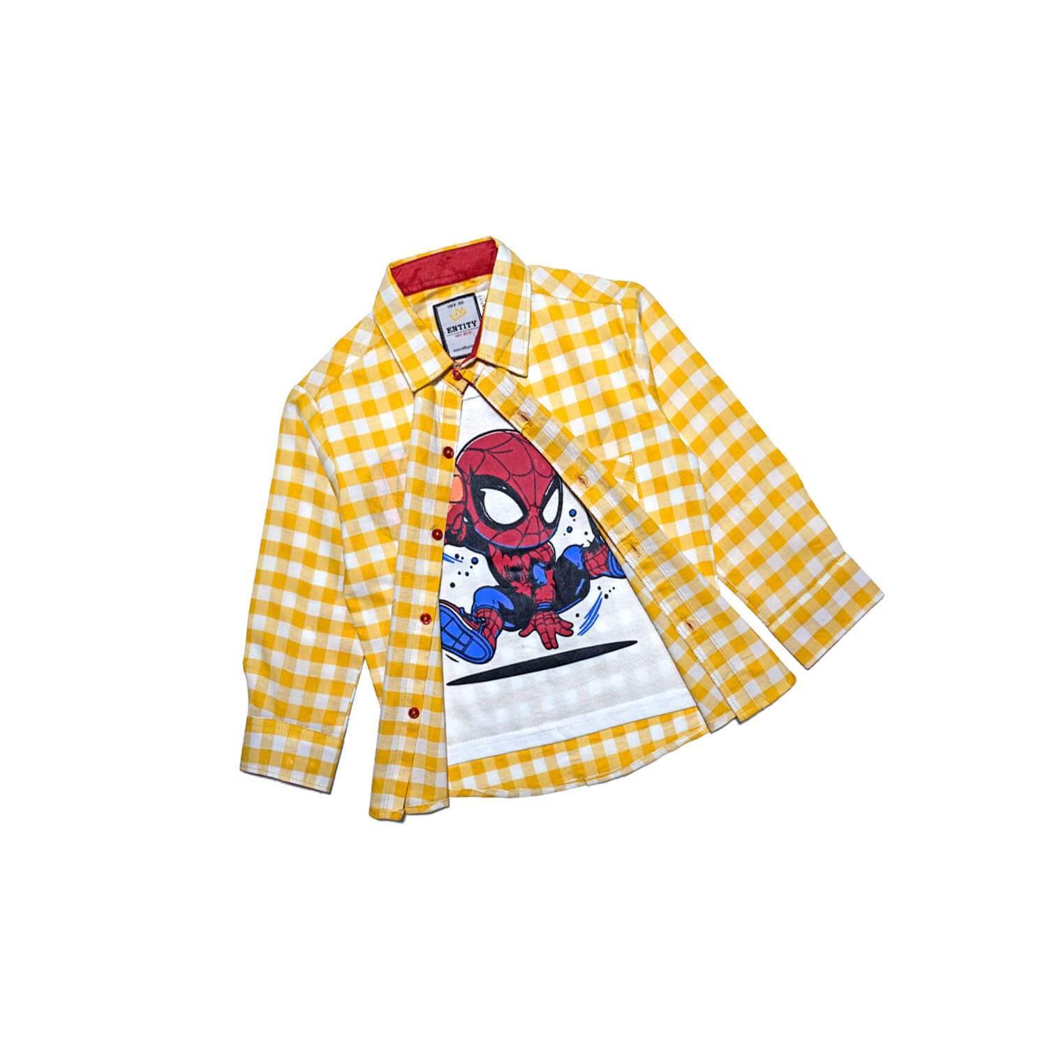 Spidy Yellow Check Twofer Casual_Shirt- White-Yellow.jpg1