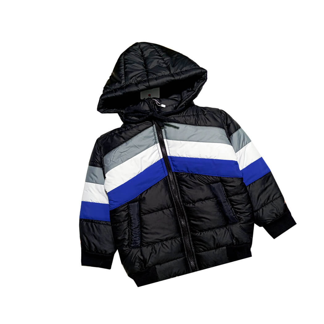 Sporty Look Pennal Boys &amp; Girls Puffer Jacket - Black