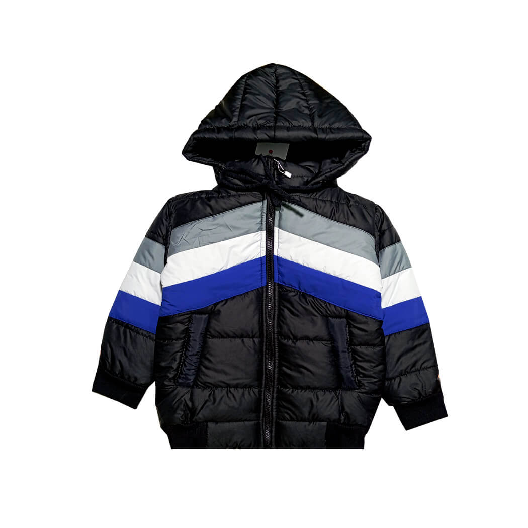 Sporty Look Pennal Boys &amp; Girls Puffer Jacket - Black