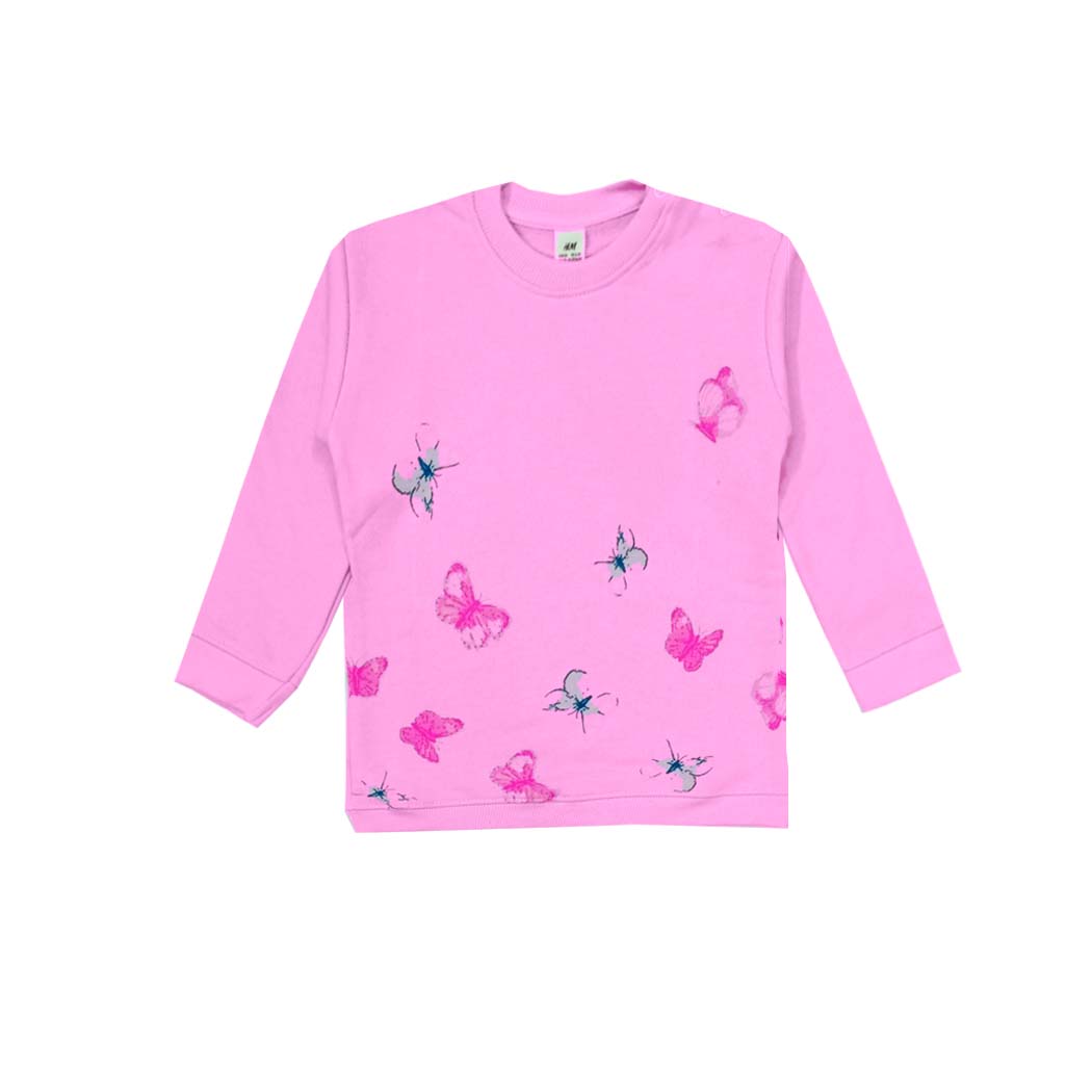 Spring Butterflies Terry Sweatshirt - Babypink