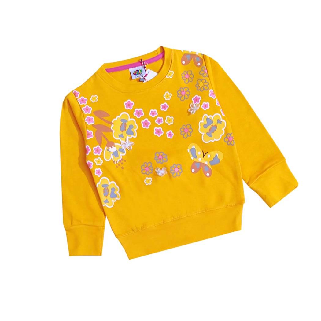 Spring Flowers Fleece Sweatshirt - Mustard