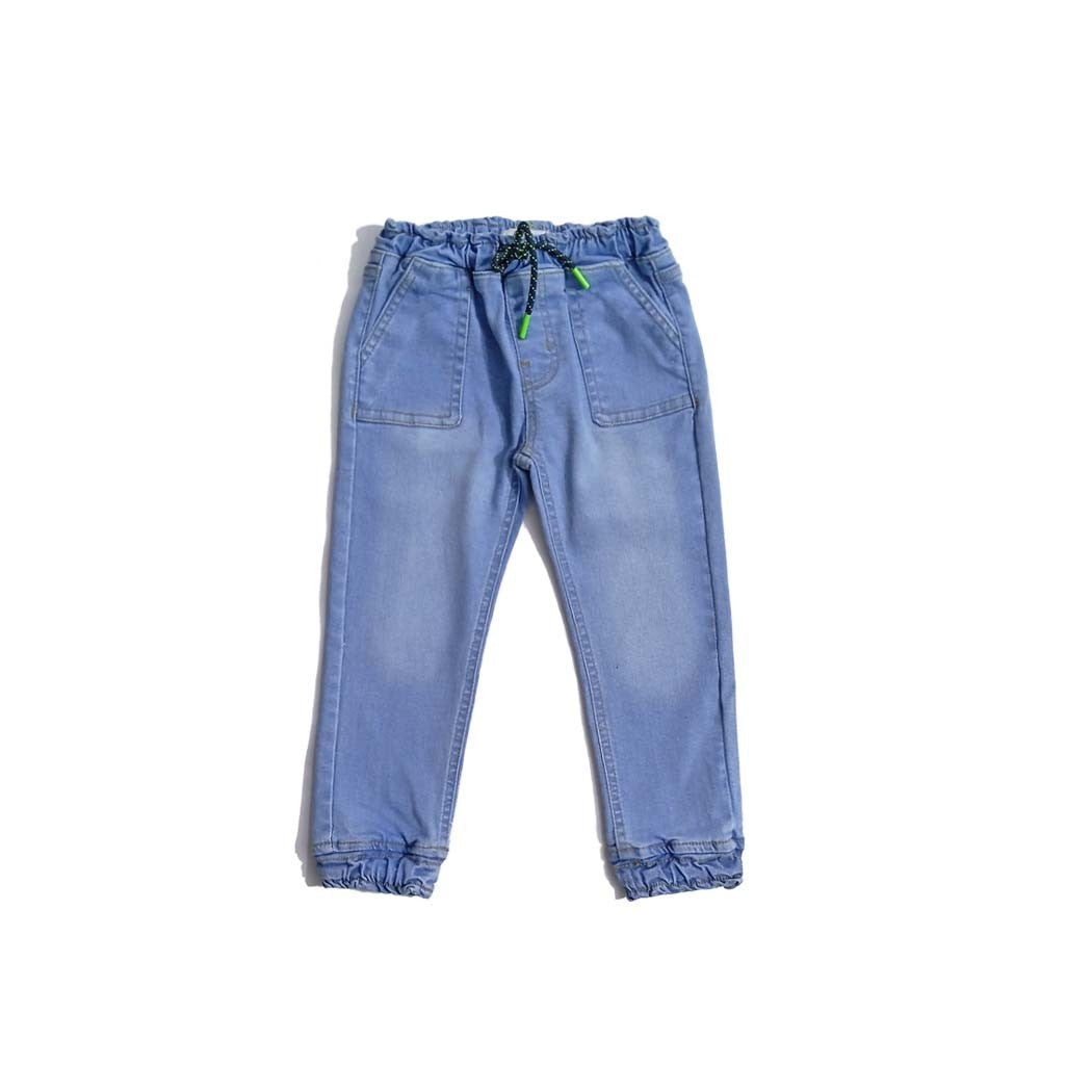 Square Cross Pocket Joggers Denim Pant - Sky Blue 