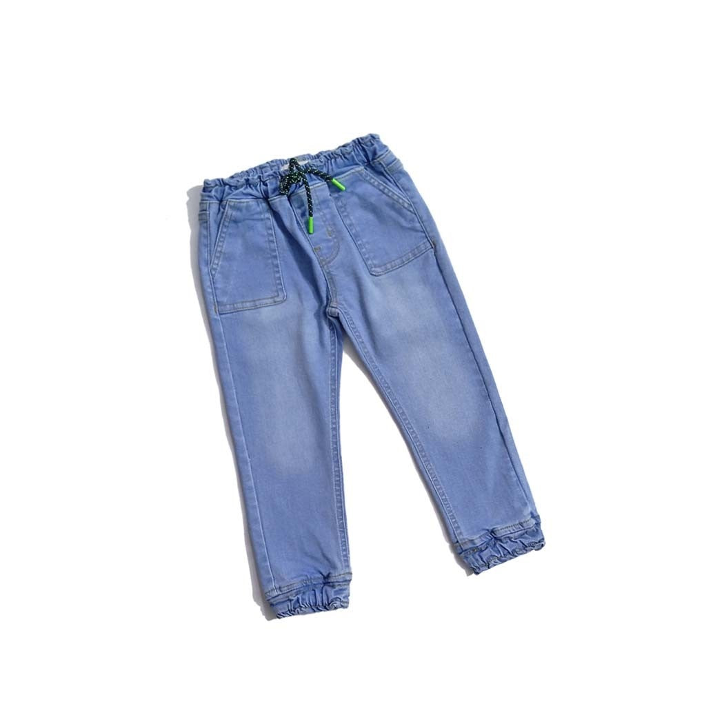 Square Cross Pocket Joggers Denim Pant - Sky Blue